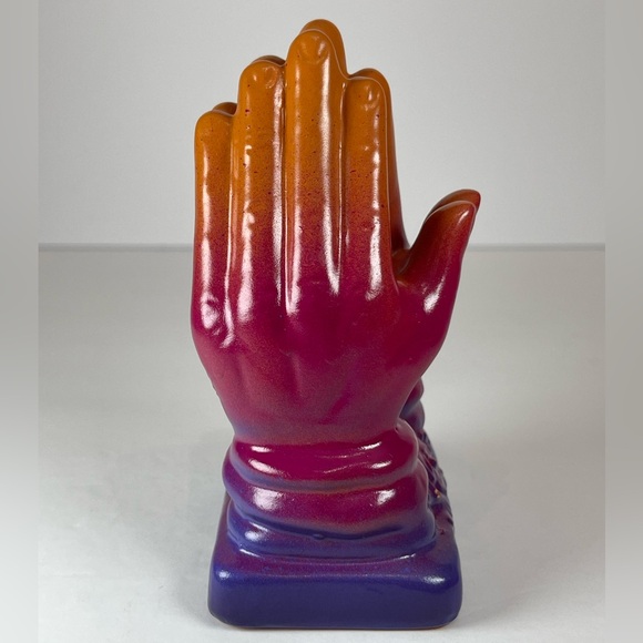 Set of 2 praying hands ceramic figurines, painted bright colors - Picture 11 of 14